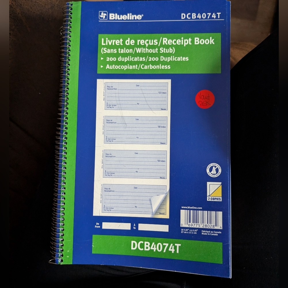 2$ Add On⭐ Blueline Receipt book